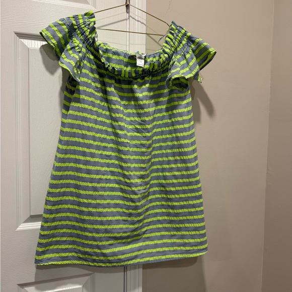 Anthropologie Corey Lynn Calter Striped Shift Dress Ruffle Off Shoulder  Sz S - Picture 1 of 6